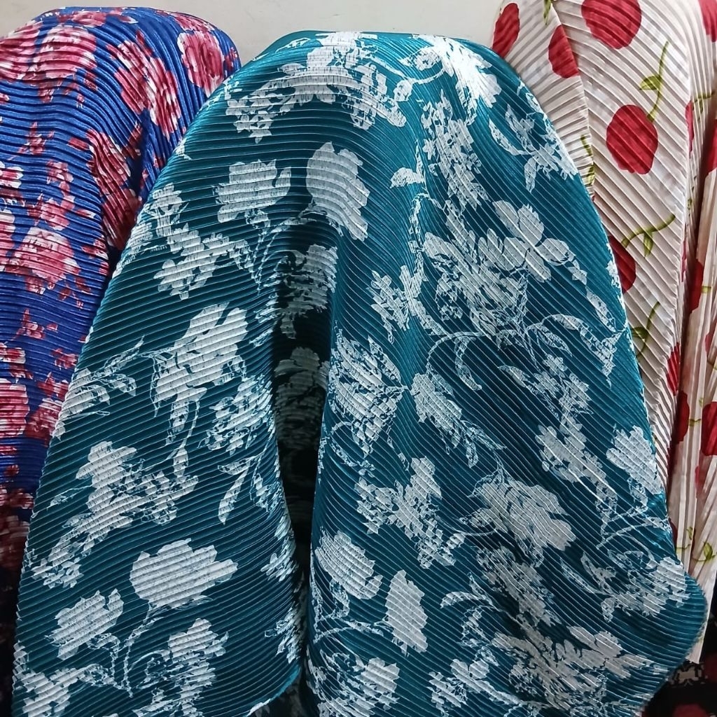 PROMO COD BAHAN KAIN PLISKET STREACH/KAIN PLISKET POLOS DAN MOTIF BUNGA