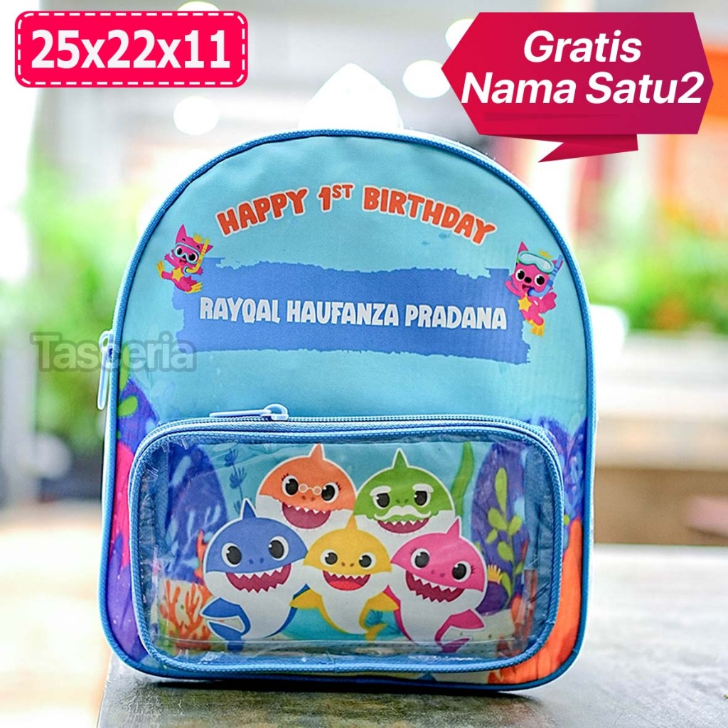 Tas Hampers Ultah Anak Ransel Mika Motif Baby Shark Pinkfong