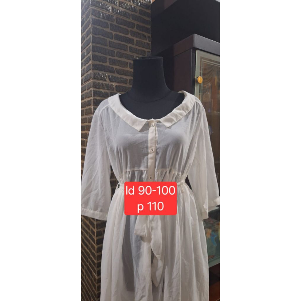 Dress sifon putih/ Dress Tunik putih/ outher sifon