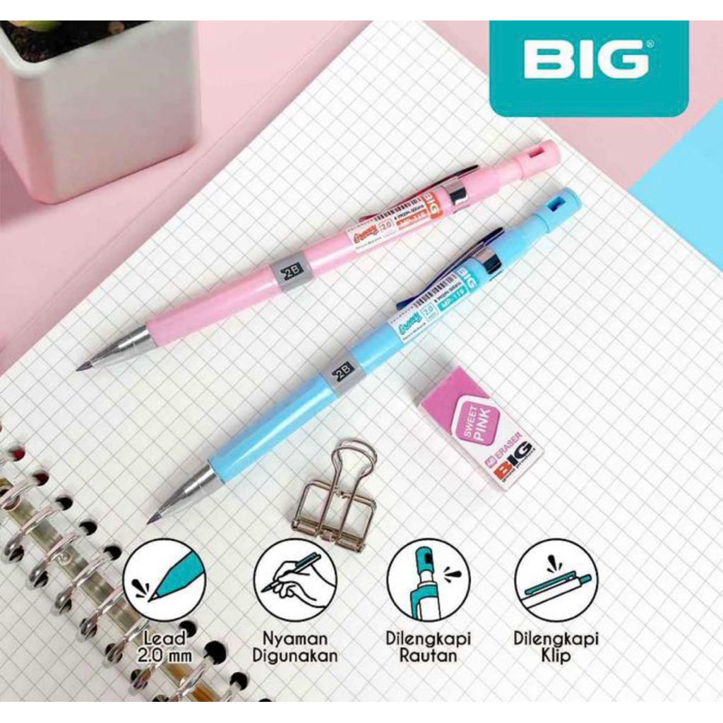 

(PCS) Pensil Mekanik / Mechanical Pencil 2.0 mm BIG Groovy warna Pastel