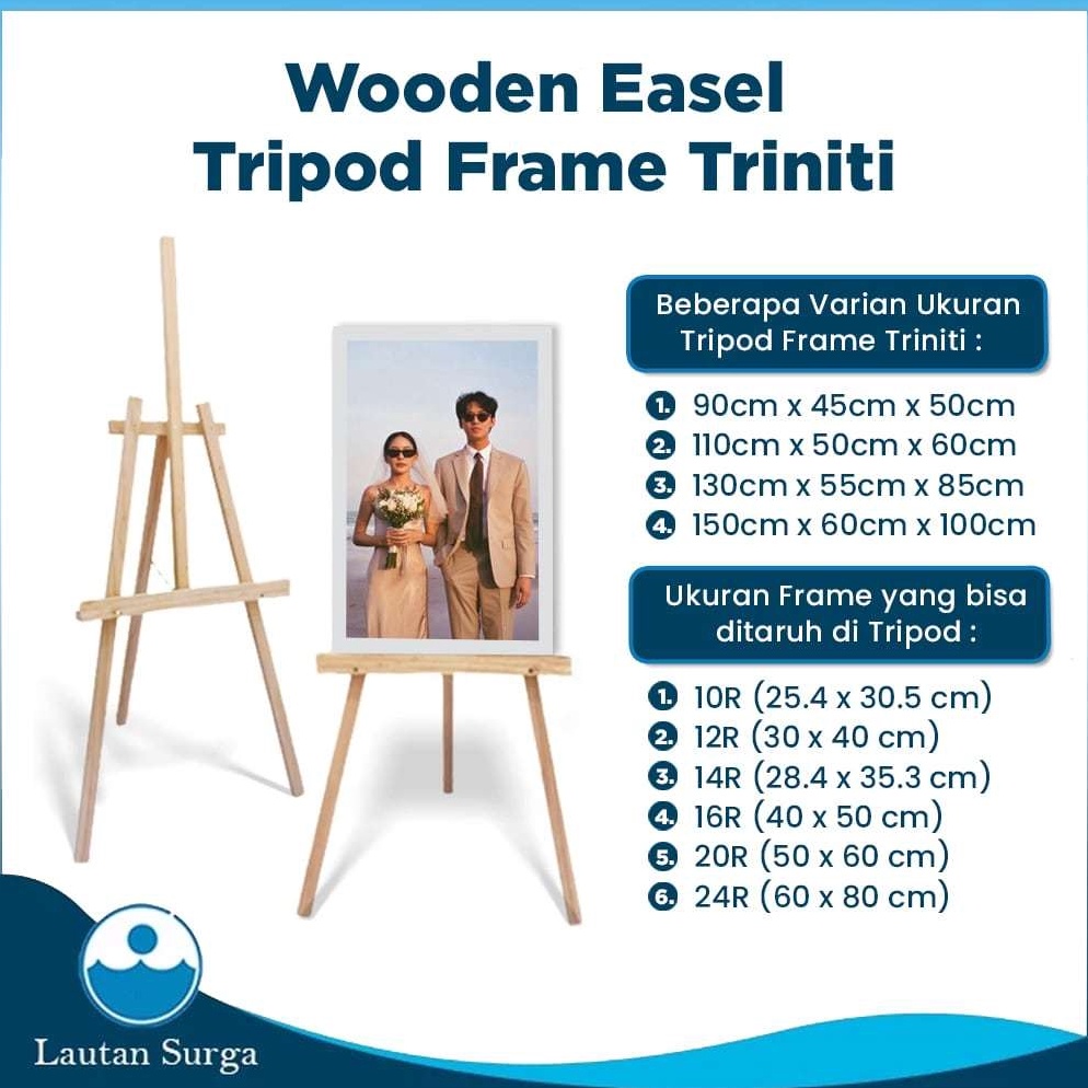 

KODE S2Y Tripod Standing Frame Foto Kayu Jati Belanda Stand Easel Wooden Lukis Penyanggah Foto Bingkai Whiteboard Akrilik Papan Bunga