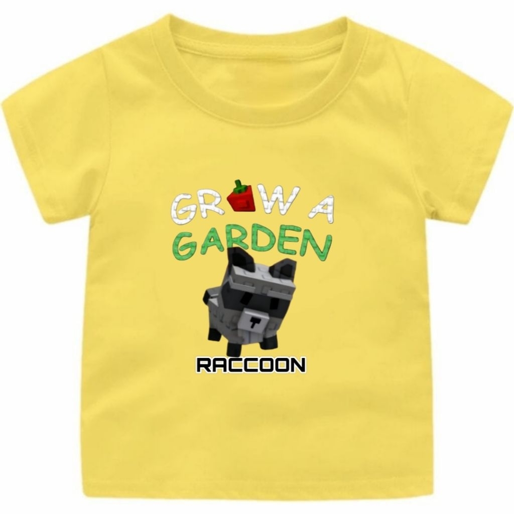 Baju Kaos Anak Laki-Laki Dan Perempuan Remaja Dan Dewasa Motip GAME ROBLOX GROW A GARDEN RACCOON TER
