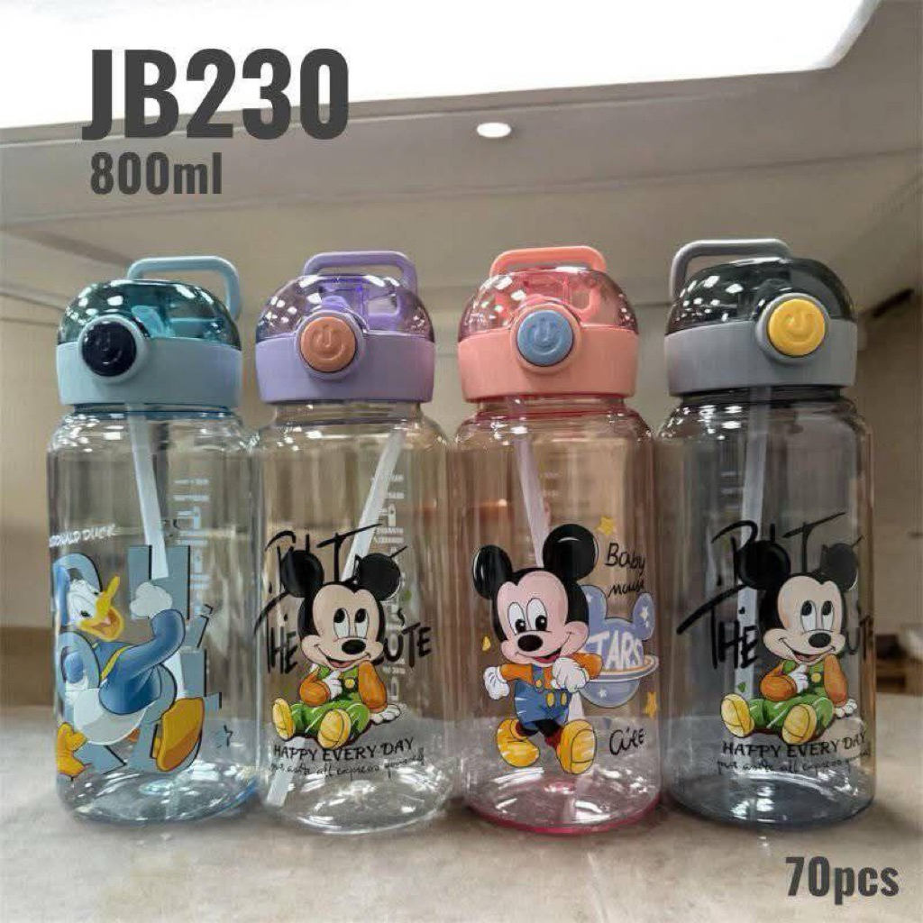 botol minum anak karakter model sedotan tempat minum dengan pegangan dan tutup tombol