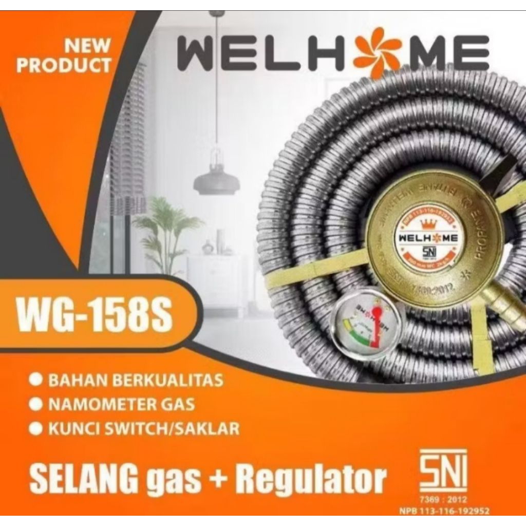 Regulator Paket WG 158S BJ Welhome regulator selang gas elpiji r LPG tekanan rendah kompor aman anti