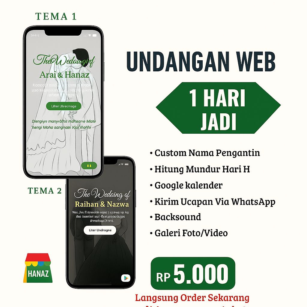 Undangan Digital Website | Kirim via WhatsApp | Google Maps | Kalender I Musik