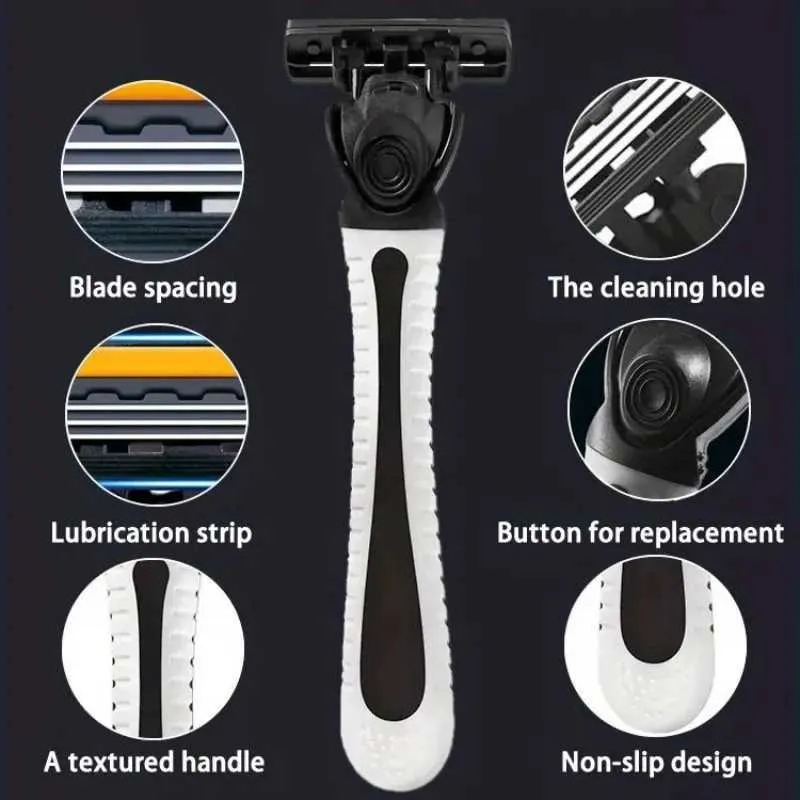 Pisau Alat Cukur Yukinawa isi 7 Razor Manual Set gagang Pegangan Anti Licin Empuk Tahan Lama Pisau tiga 3 lapis Mata Silet cukur Kumis janggut Jenggot isi ulang ganti mata pisau Pria Wanita Disposable 3 Razors Dudukan kepala Strip Pelicin Kulit