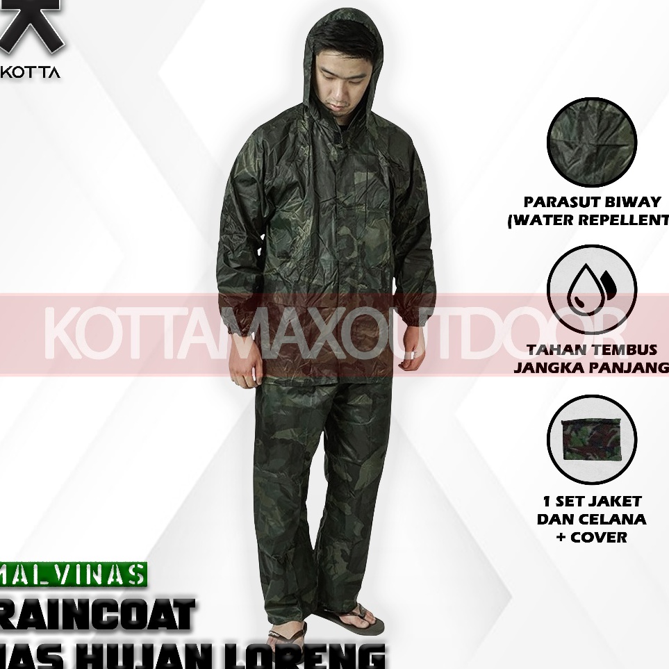BISA COD JAS HUJAN LORENG TNI  MANTEL HUJAN TNI  JAS HUJAN ARMY  JAS HUJAN MALVINAS  RAINCOAT LORENG