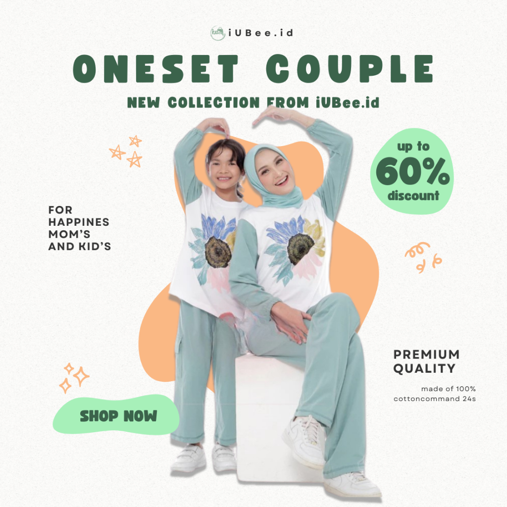 iUBee OneSet Couple Ibu dan Anak kaos Premium Setcel