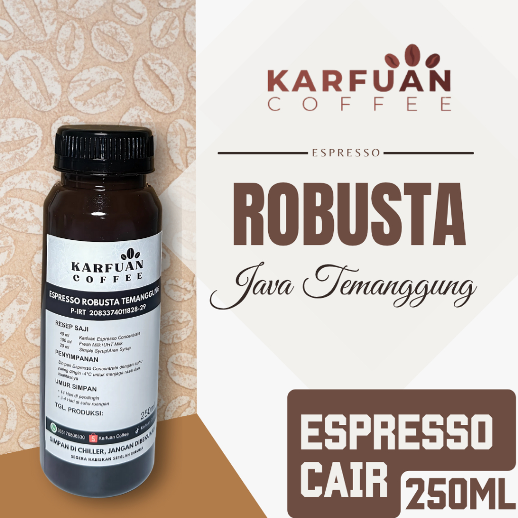 

Karfuan Espresso Cair 100% Robusta Temanggung 250 ml / Espresso cair Konsentrat