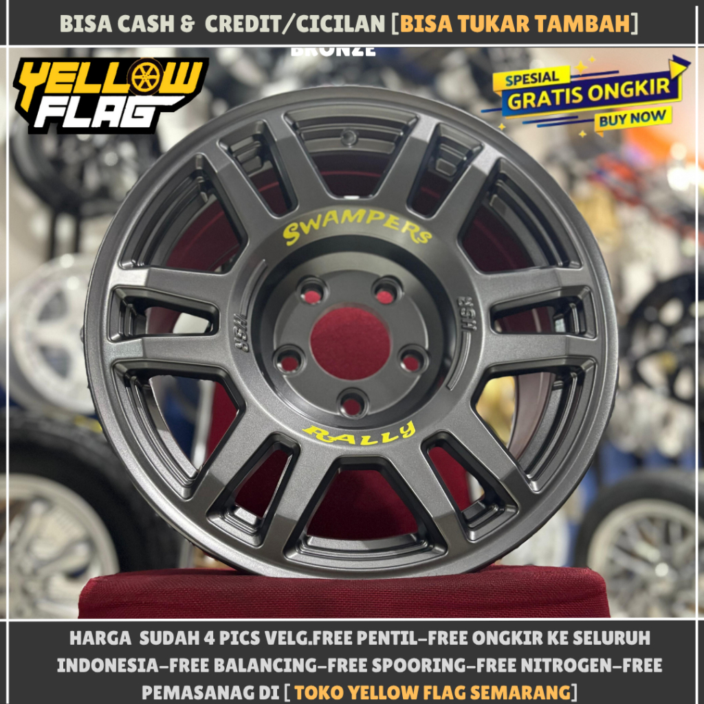 VELG RALLY RING 15 HSR SWAMPERS LUBANG 5X114,3 LEBAR 8 GREY
