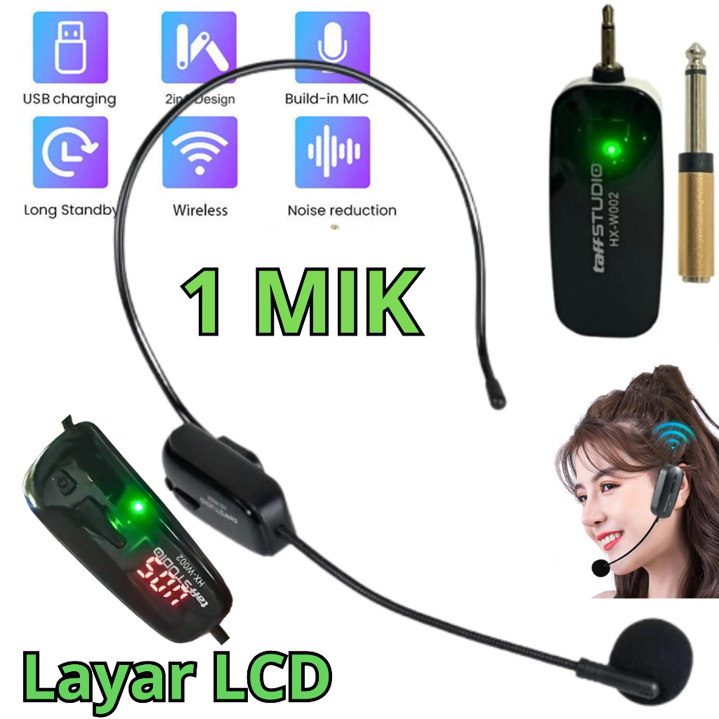 Mik Layar LCD Mic Imam Masjid Penceramah Pondok Mengaji Tanpa Kabel Wireless Microphone Transmitter