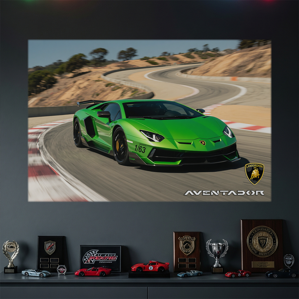 Poster Lamborghini Aventador Mobil Sport Hiasan Dinding Kamar Cowok Keren