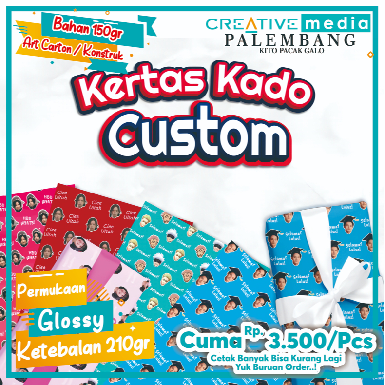 

[1HARI JADI] - Kertas Kado Custom Wajah Estetik Tanpa Minimal Order | Bungkus Kado Desain Suka Suka