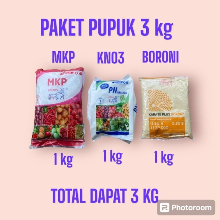 KODE H25B Paket hemat pupuk 3 kg pupuk MKP pak tani  kno3 pak tani dan boron pupuk anggur