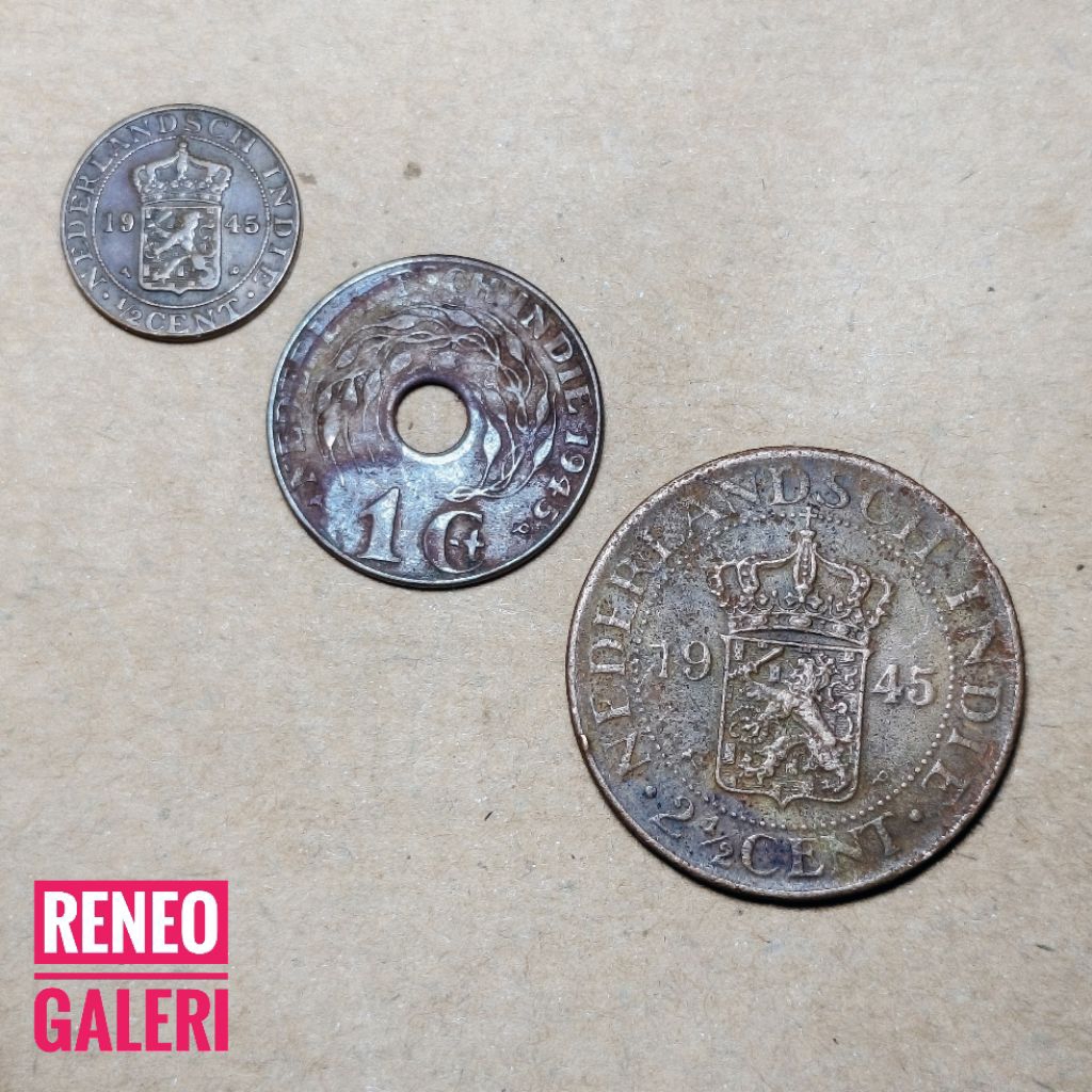 Koleksi Paket Pecahan Cent Nederlandsch indie set Koin sen jaman Hindia Belanda uang logam asli orig