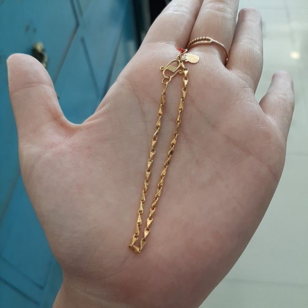 gelang anak biji padi emas asli kadar 300