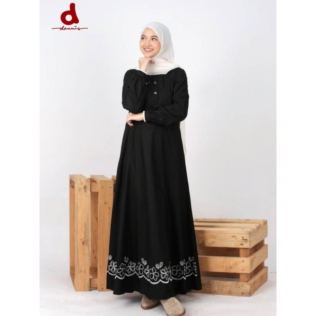 Dannis Gamis d'Amora A50110 Abaya Baju Muslimah Remaja dan Dewasa Polos Katun Premium