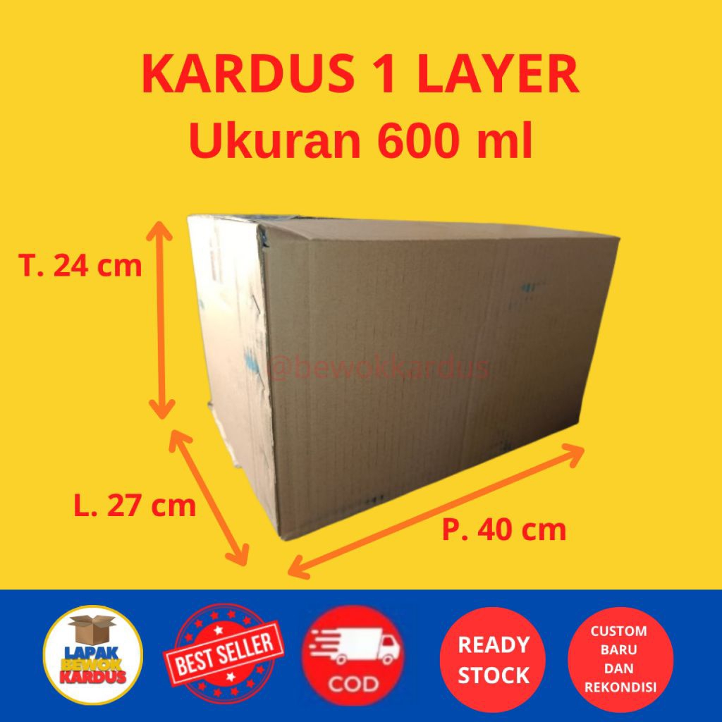 

kardus karton box 40×27×24 cm 600 ml 1 layer rekondisi