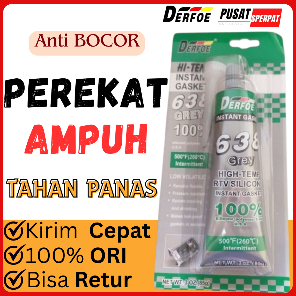 DERFOE - 35gr 85gr 1PCS/3PCS DERFOE RTV SILICONE GASKET LEM SILIKON 35GR 85GR TAHAN PANAS & KUAT REKAT PACKING GASKET