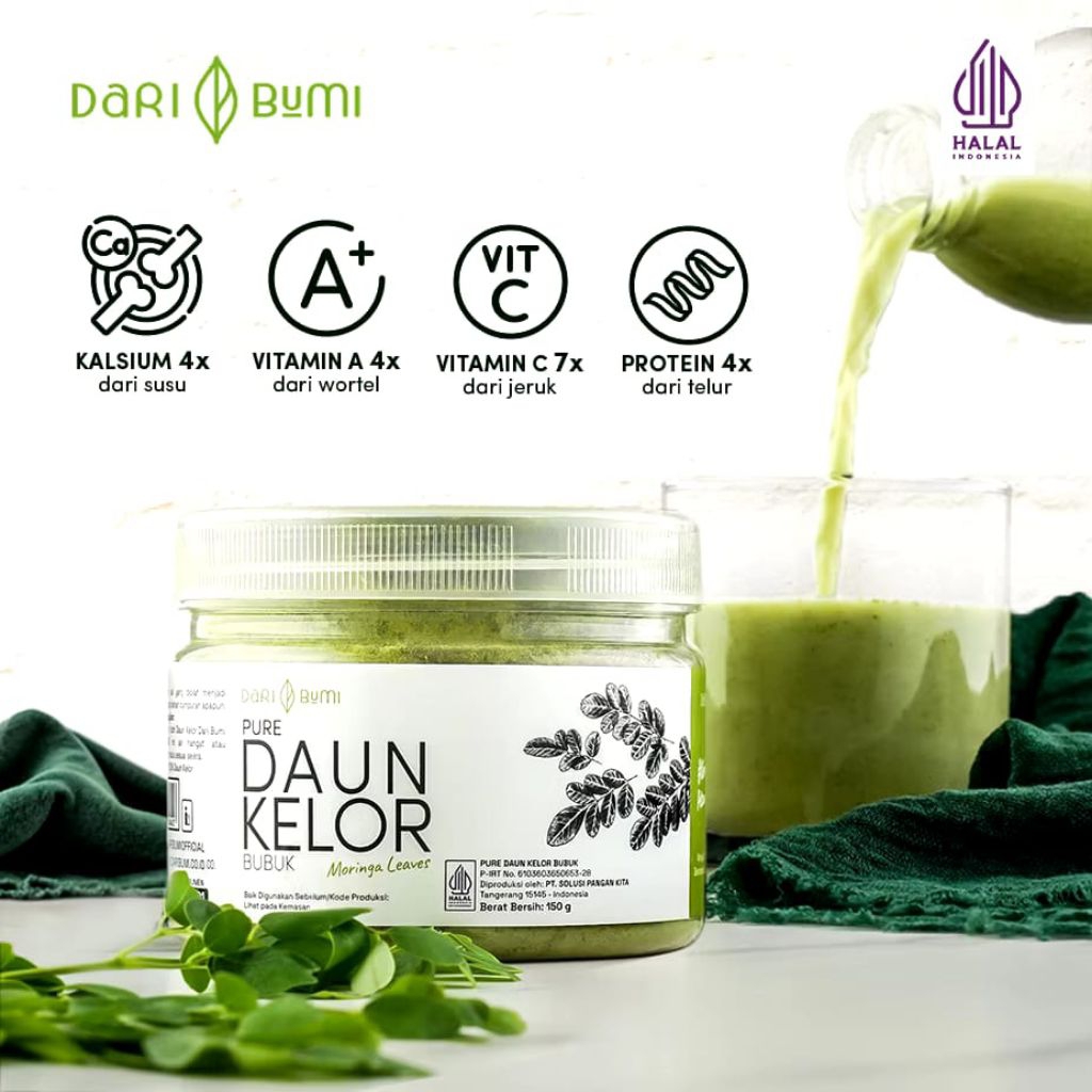 

Daun Kelor Moringa Bubuk Organik 150gr Premium Pure Organic Dari Bumi