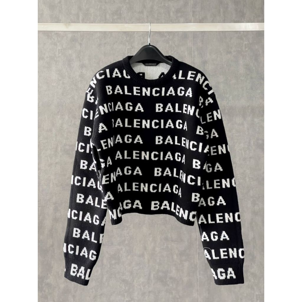 BAL All Over Logo Knit Jumper / Sweater Black