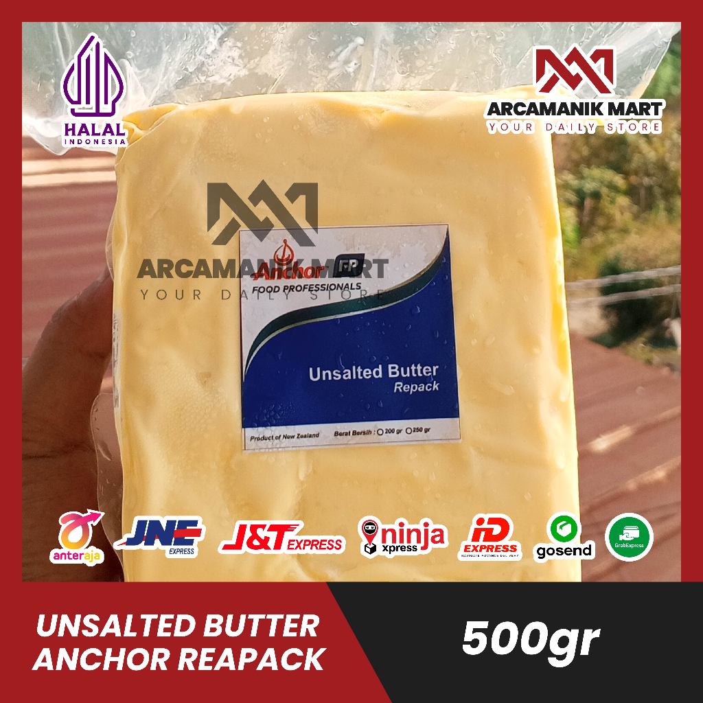 

Unsalted Butter Halal Mentega Tawar Impor New Zealand Exp Panjang / UNSALTED ANCHOR 500GR
