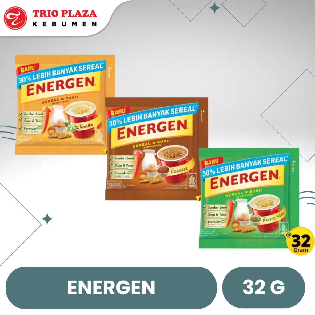 

ENERGEN SEREAL 35G RASA VANILA/COKELAT/KACANG HIJAU
