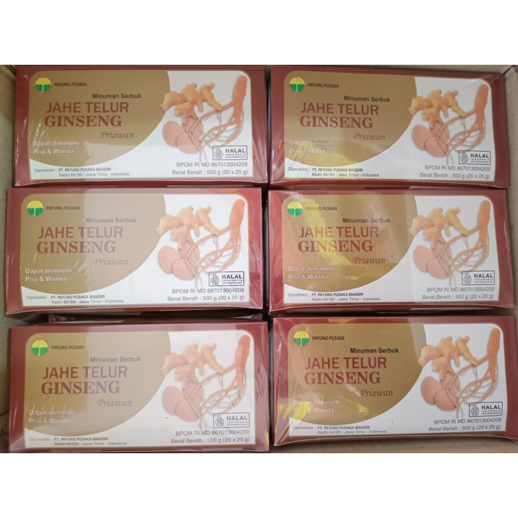 

MINUMAN JAHE TELURR GINSENG PAYUNG PUSAKA KEMASAN PACK ISI 20SACHET