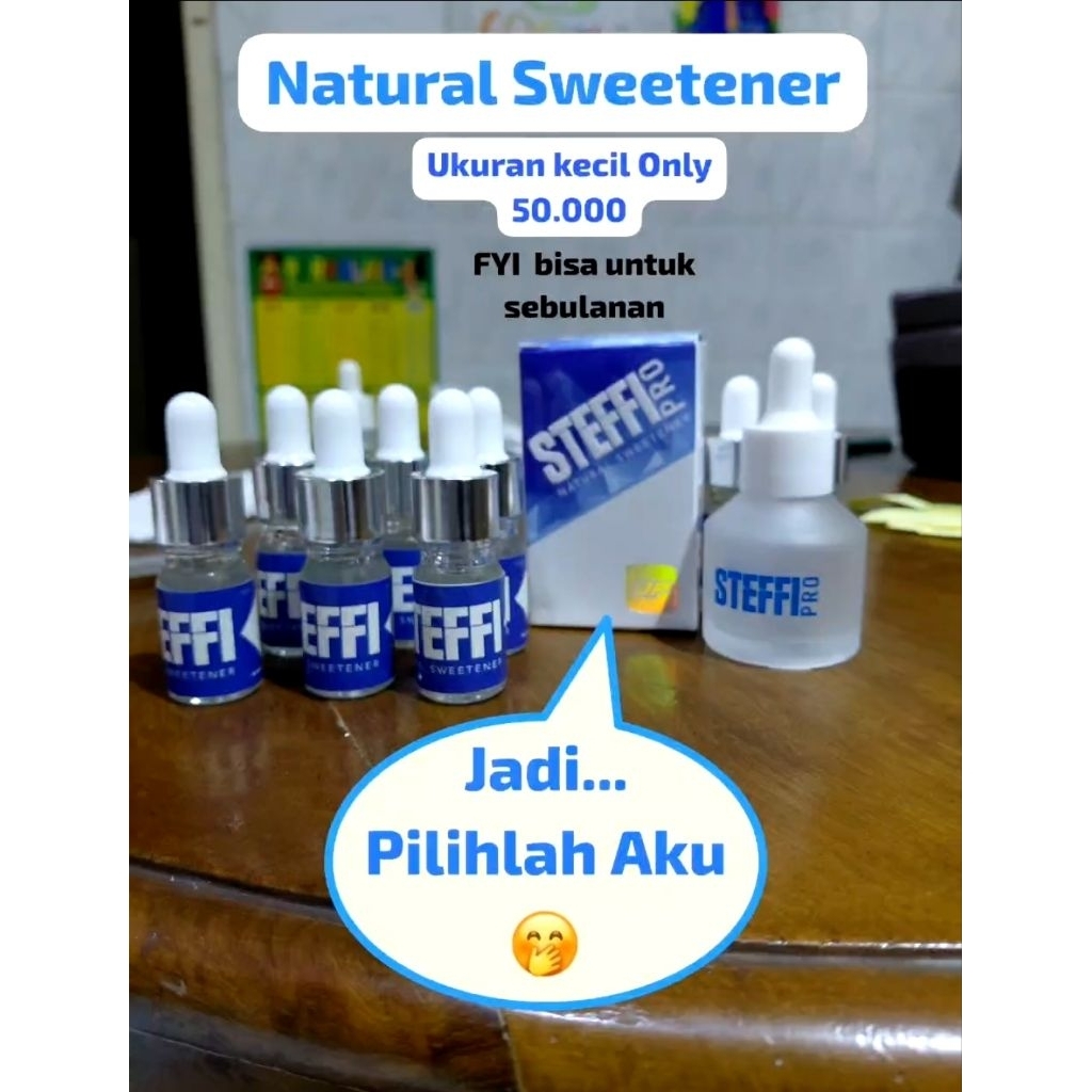 

STEFFI Pro ukuran kecil 5 ml . Manis Alami daun STEVIA pengganti gula.