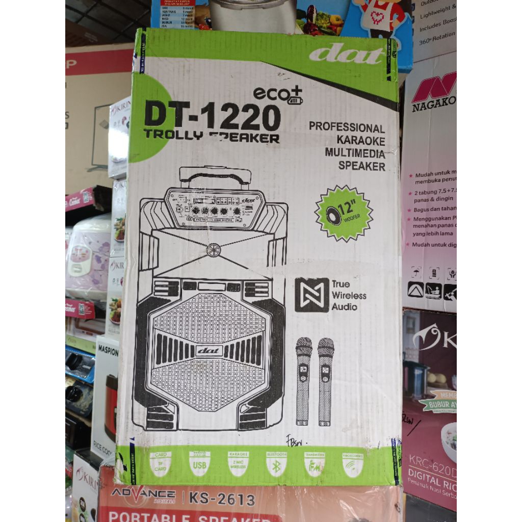 DAT SPEAKER PORTABEL TROLLEY DT 1220 - SPEAKER TROLLEY DAT 12 INCH - SPEAKER BLUETOOTH 12 INCH DAT -