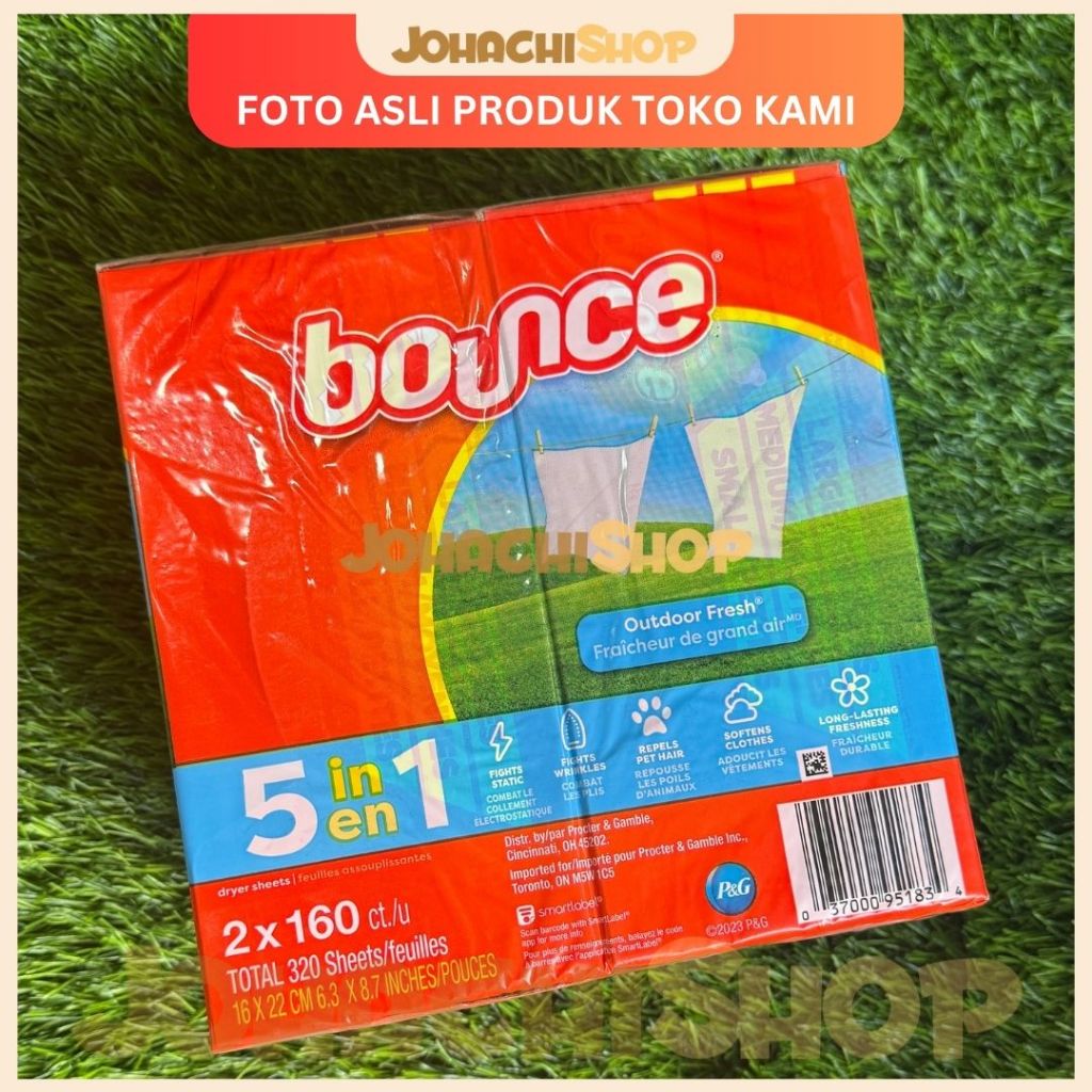 Bounce Dryer Sheet Softener Tisu Pelembut 160 320 sheets