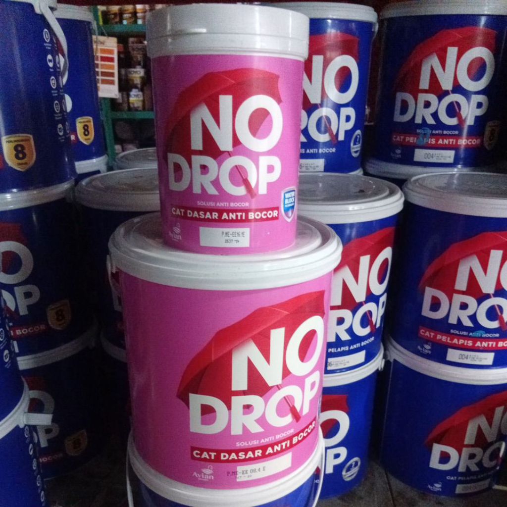CAT DASAR TEMBOK NO DROP. ANTI ALKALI UNTUK TEMBOK LEMBAB DAN BERJAMUR. KEMASAN 1KG DAN 4KG WARNA PU
