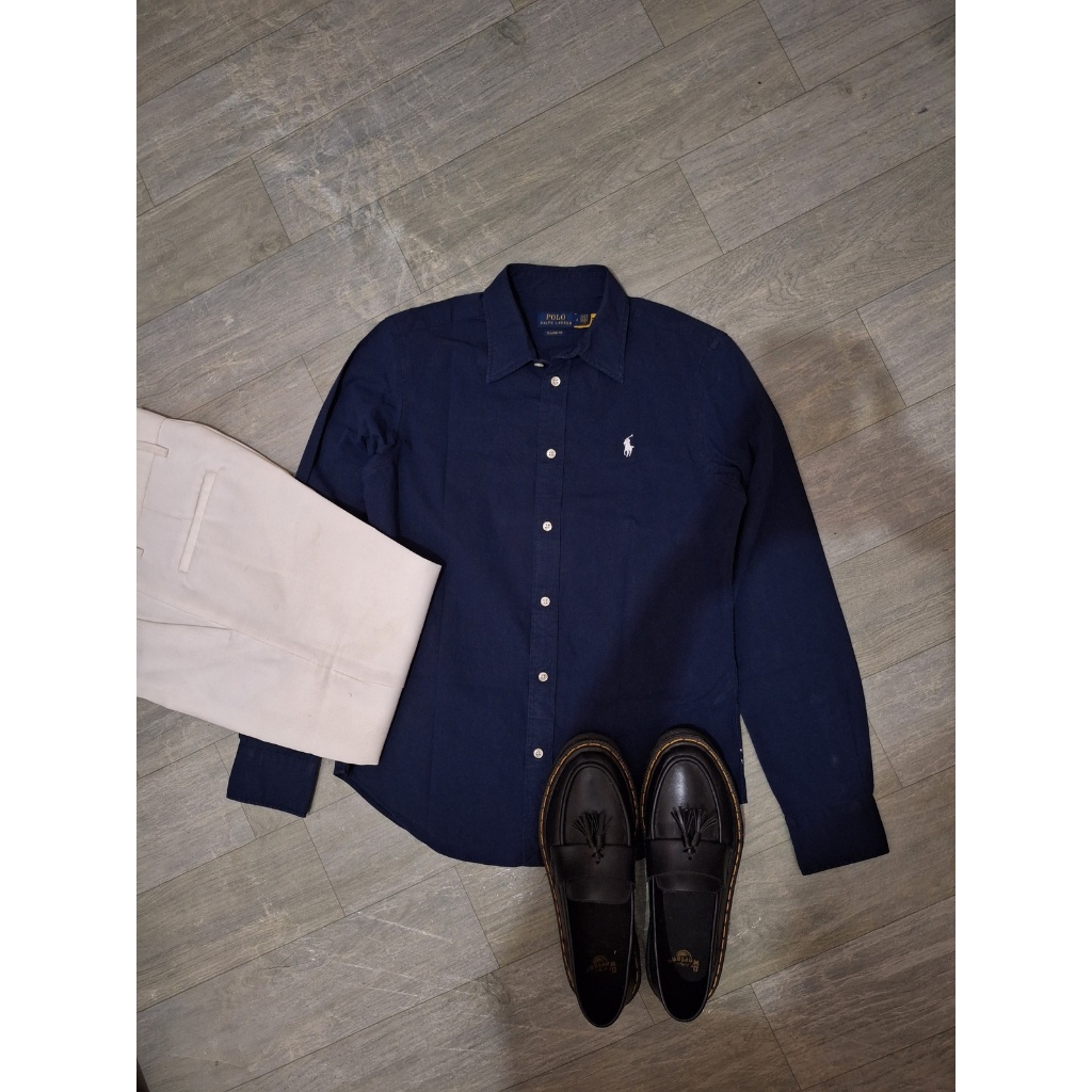 New Kemeja Shirt Navy Polo Ralph Lauren Pria Wanita Cotton Oxford Original