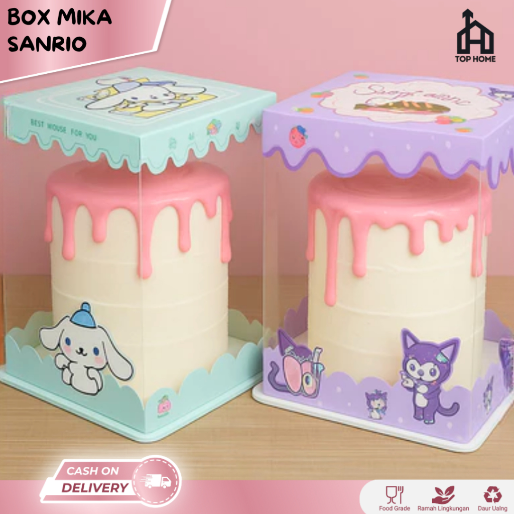 

Box Kue Ulang Tahun Karakter Kuromi Sanrio / Cake Box Mika Dus Kue Kotak Kue Transparant / BN02