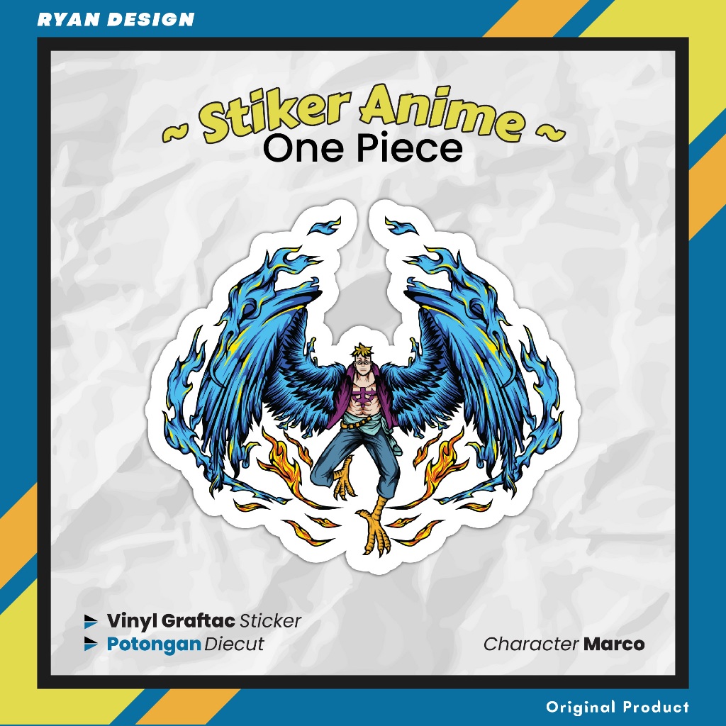 

Sticker Anime One Piece Marco Stiker Laptop Case Hp Ukuran 5 Cm