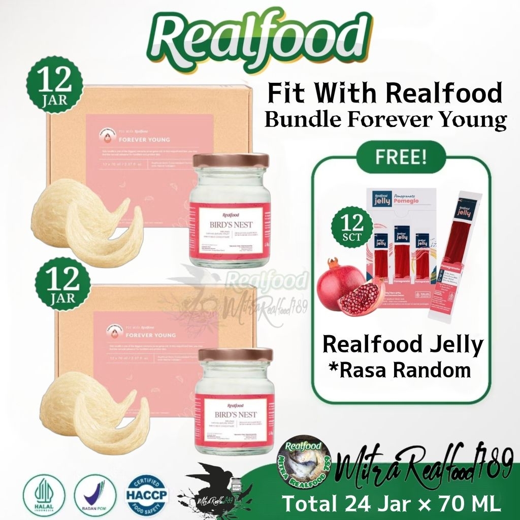 

Realfood Bundle Forever Young 24 Jar Bonus Jelly 12 Sct ( Minuman Sarang Burung Walet )