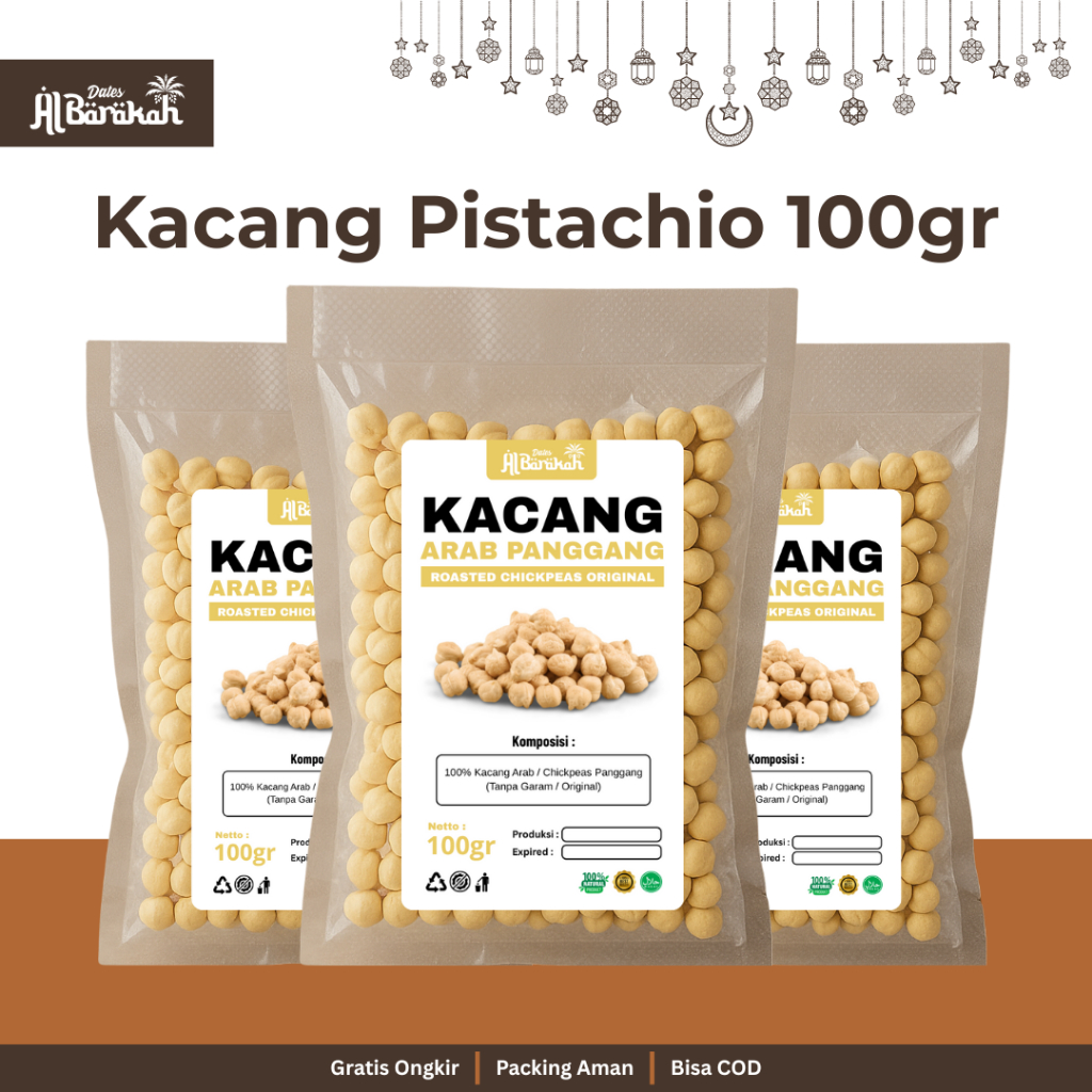 

Kacang Arab Panggang Roasted Chickpeas Rasa Original Premium Kemasan 100gr