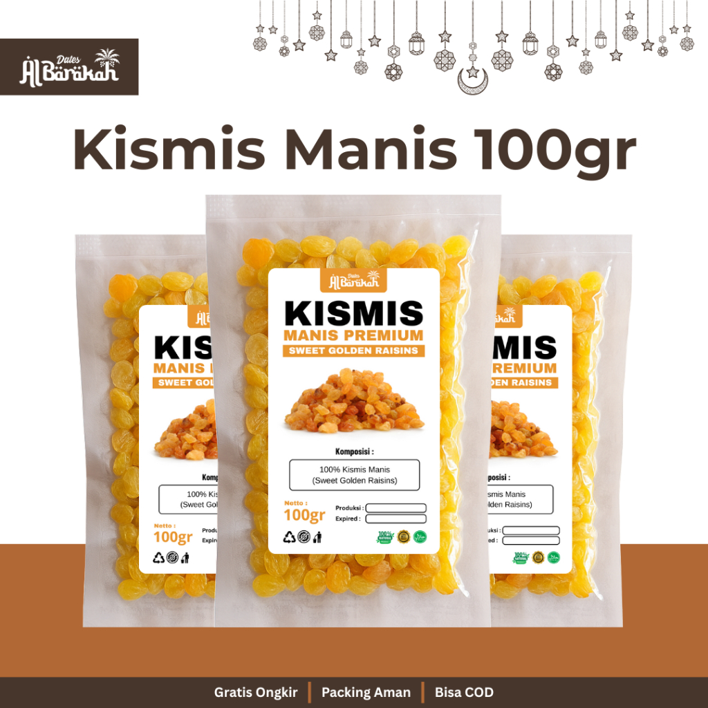 

Kismis Manis Golden Raisins Premium Kemasan 100gr Camilan Sehat Superfood