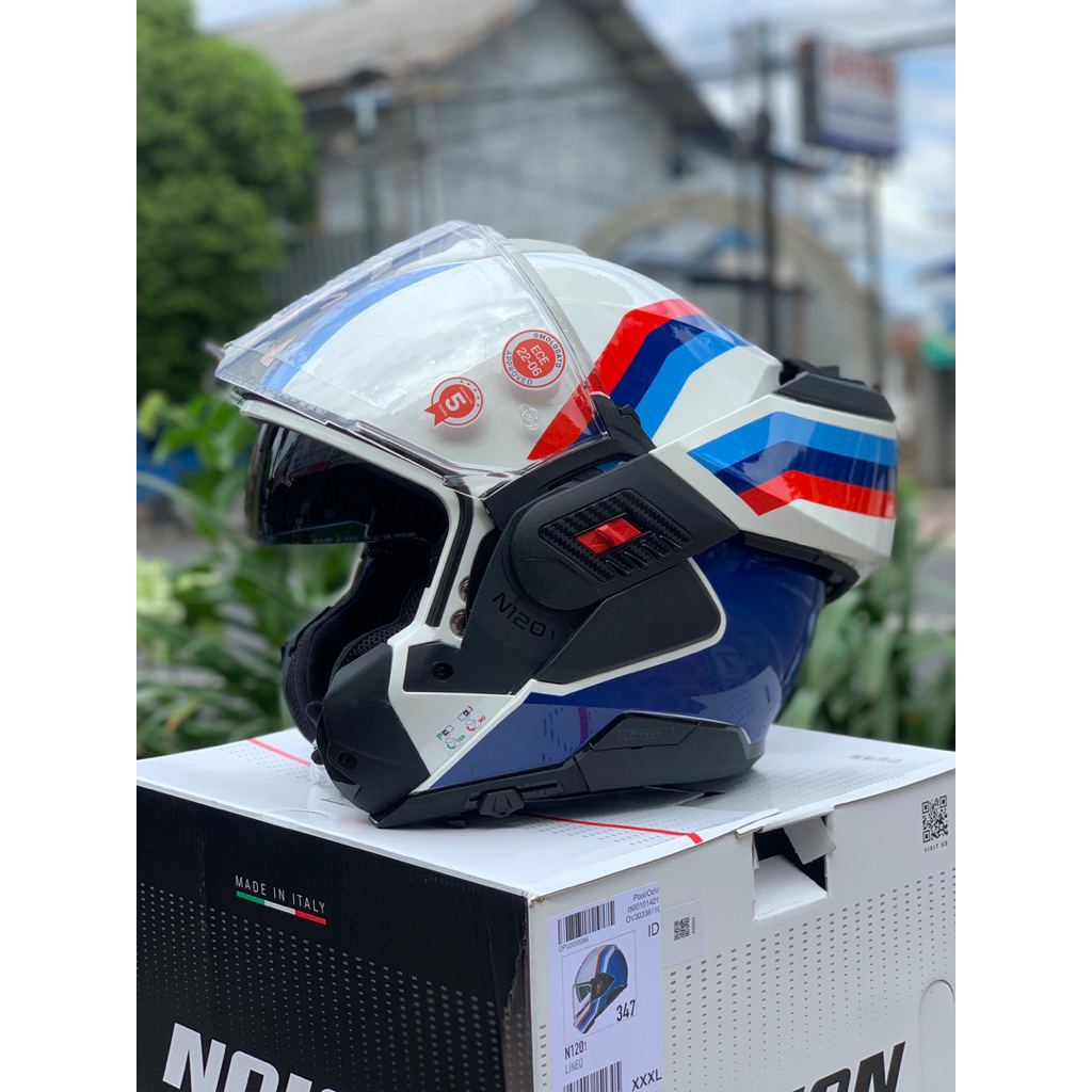 HELM NOLAN MODULAR NOLAN N120-2 LINEO WHITE BLUE RED