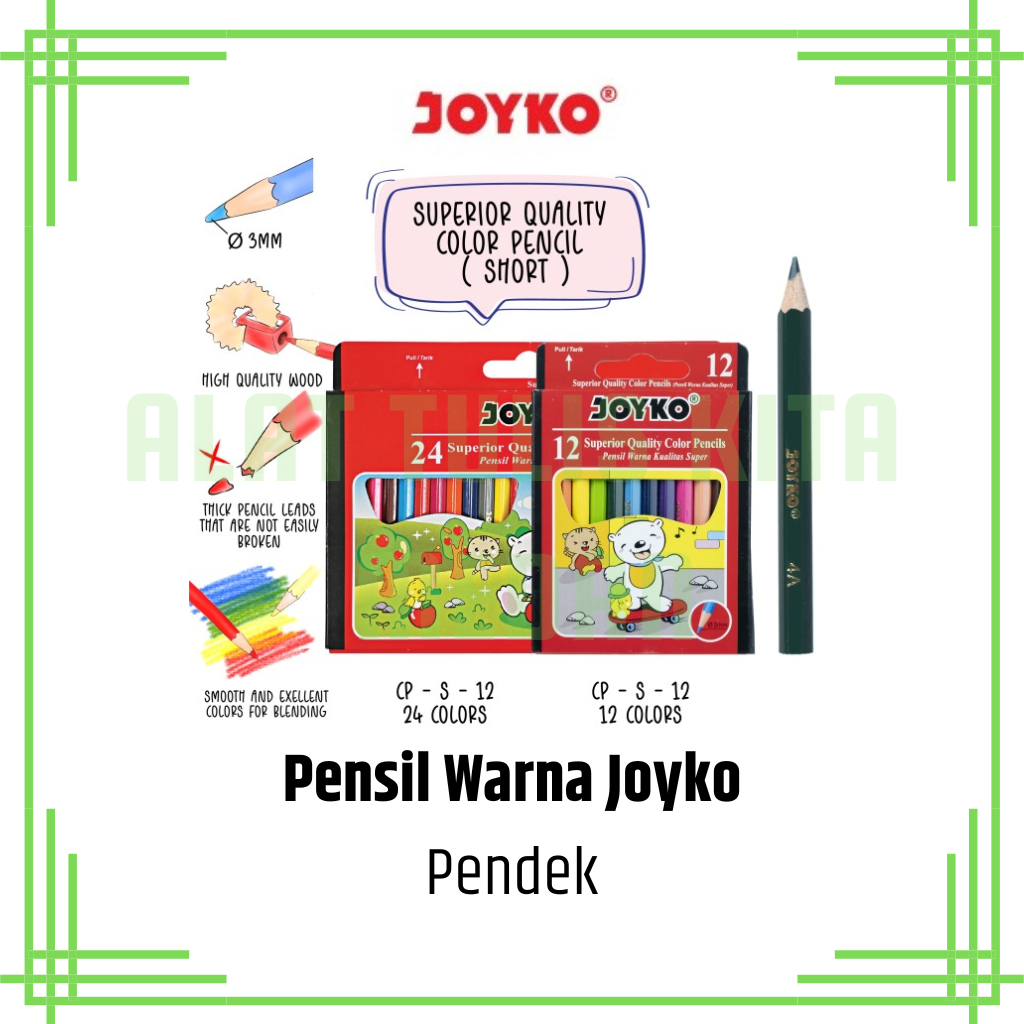 

(1 Set) Pensil Warna Joyko 12,24 Warna Pendek / Color Pencil Joyko 12,24 Warna Pendek