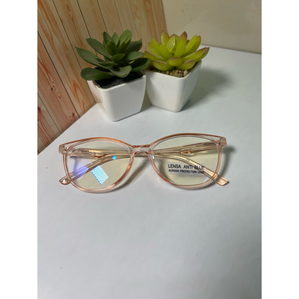 Kacamata bening kacamata fashion warna Caramel wanita