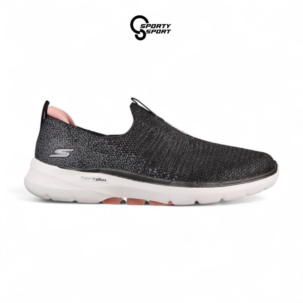 SEPATU WALKING WANITA SKECHERS SLIP ON GO WALK 6 GLIMMERING (124502 BKPK)