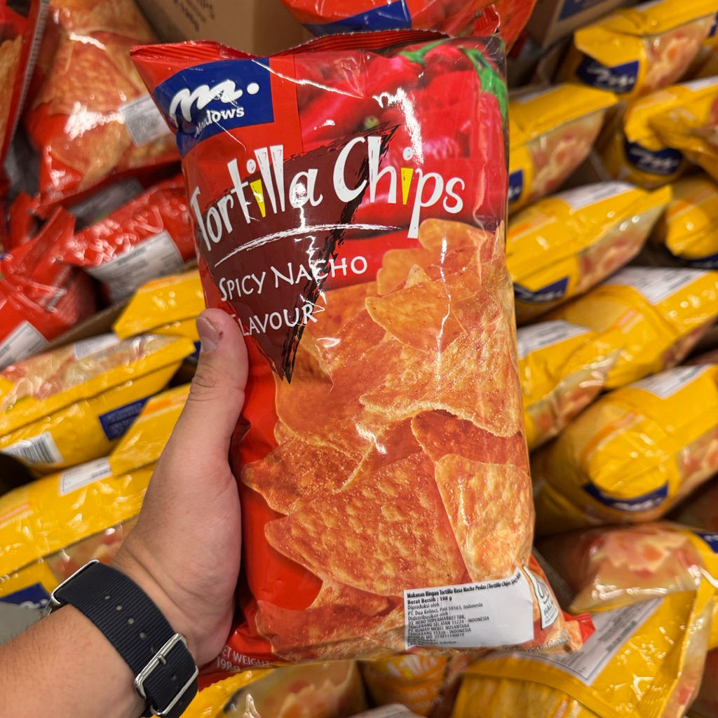 

Tortilla Chips Meadows Keripik Nacho Cheese Spicy 198 gram
