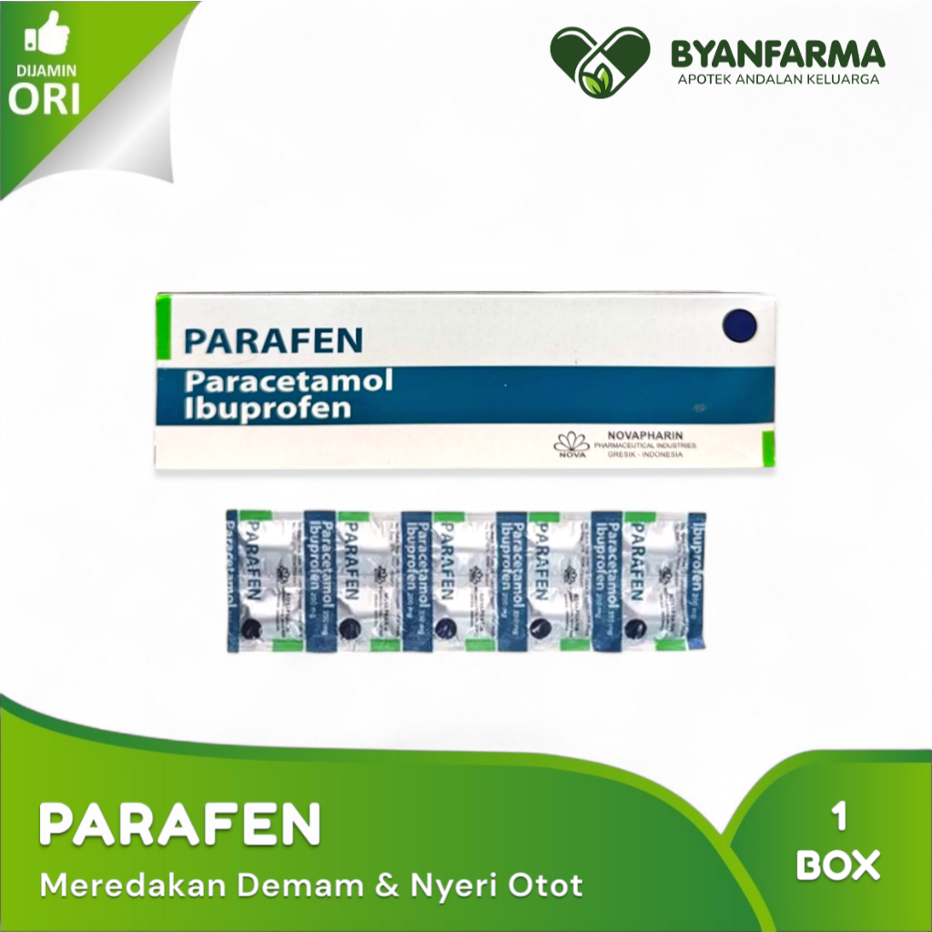Parafen Box 100 Kaplet Paracetamol Ibuprofen - Obat Nyeri & Demam