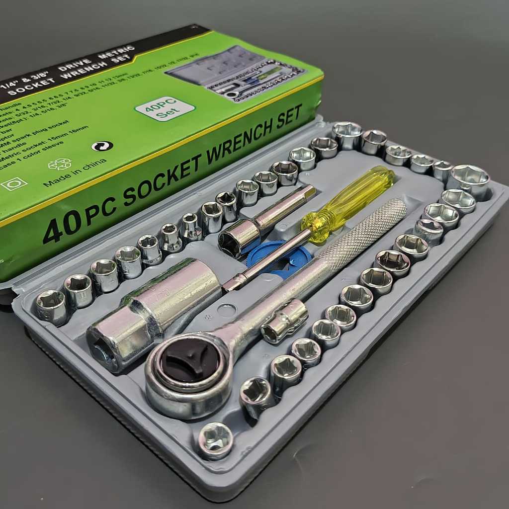 Toolkit Kunci Shock 40 Pcs In 1 Multifungsi Wrench Set Komplit Ready Kunci Sok Tekiro