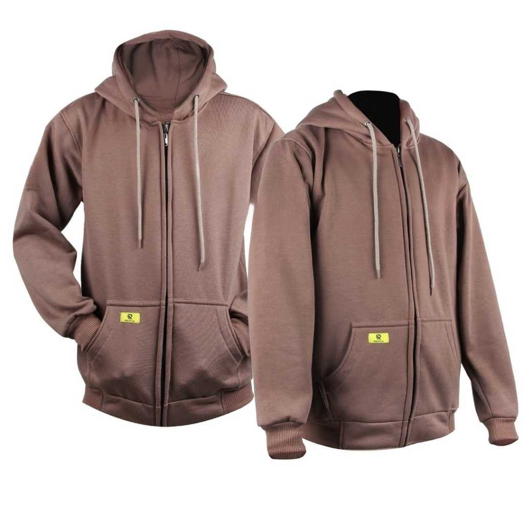 Hoodie Resleting Bahan Tebal Polos Pria Wanita Lengan Panjang