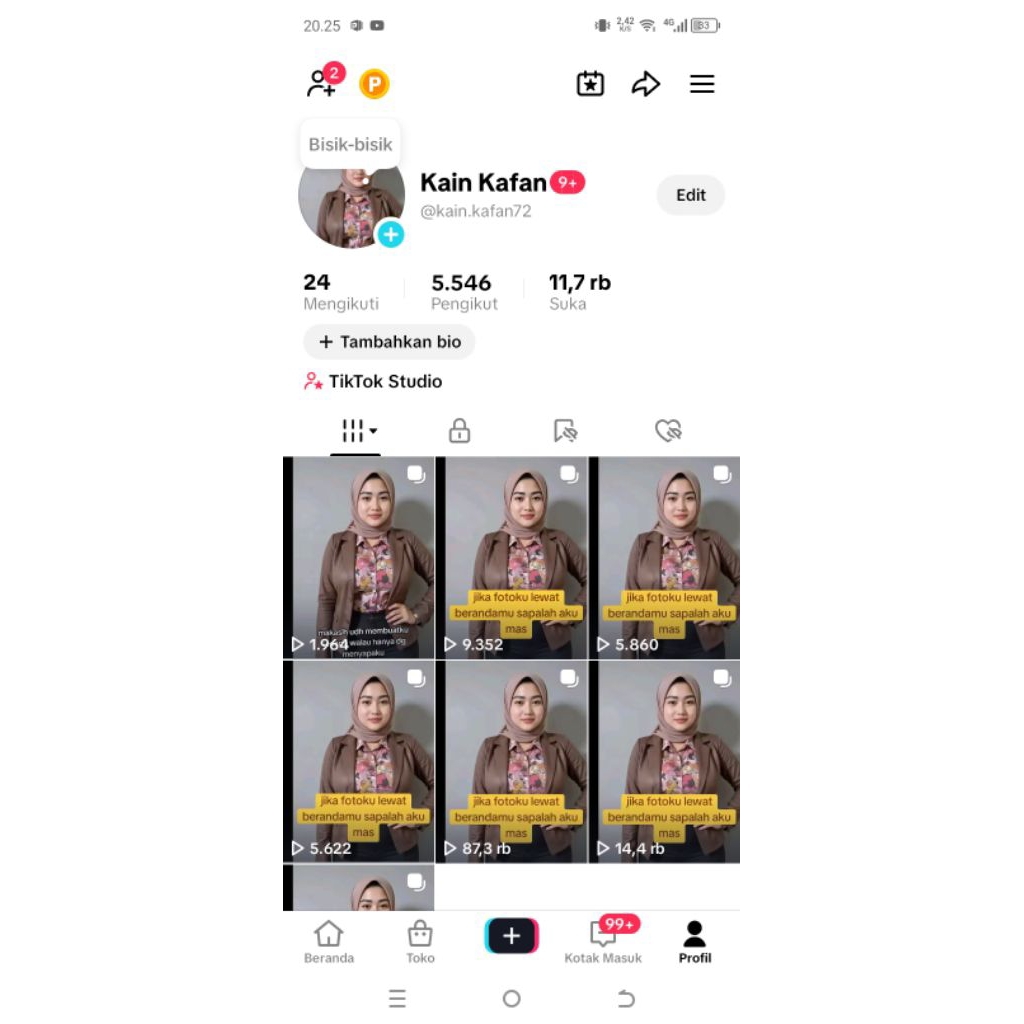 AKUN TIKTOK 1K BISA LIVE /live studio /live game seluler/tidak ada keranjang kuning