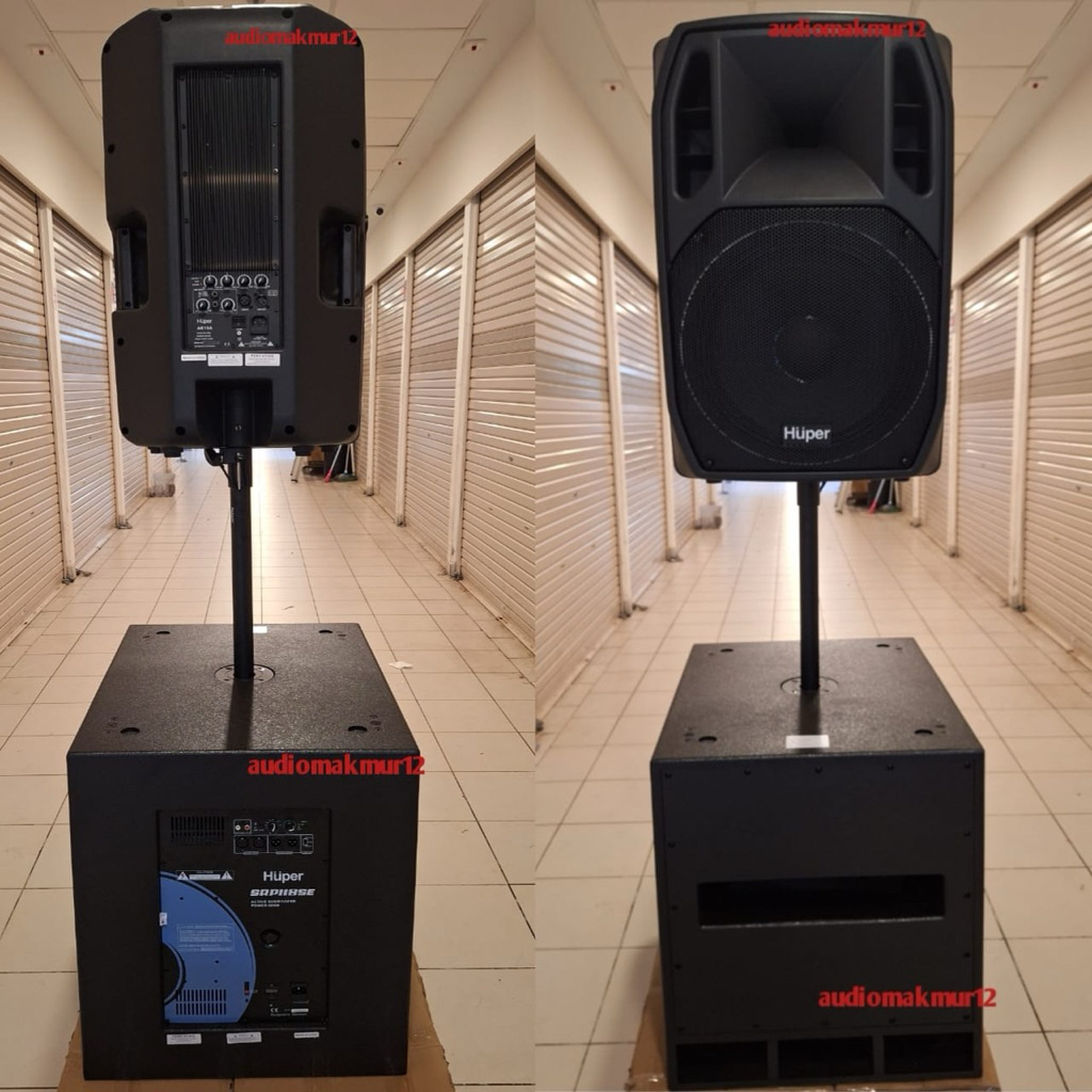 Paket Sound System Huper Ak15A Komplit Subwoofer Aktif Huper SRP118SE 18 Inch Original