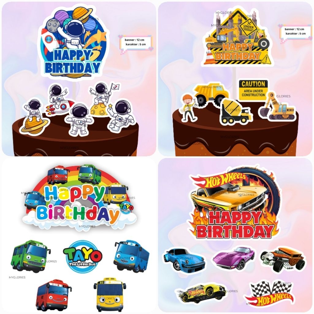 Hiasan Kue Anak Laki-Laki - Topper Karakter Kartun Cowok - Topper Kue Ulang Tahun Murah