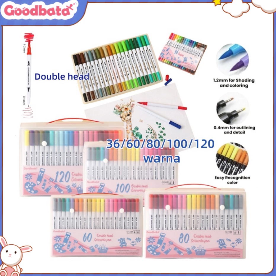 

KODE Y26P Goodbata Spidol Warna Set 243668112 Spidol Brush Pen 2 Tips Spidol Set Marker Drawing Pen